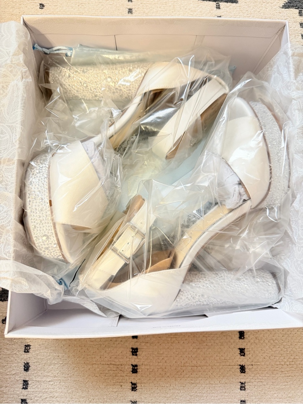 Jessica Simpson Ivory Rhinestone Platform Heels - Picture 1 of 3